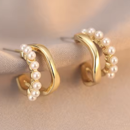 Dual Half Pearl Hoops